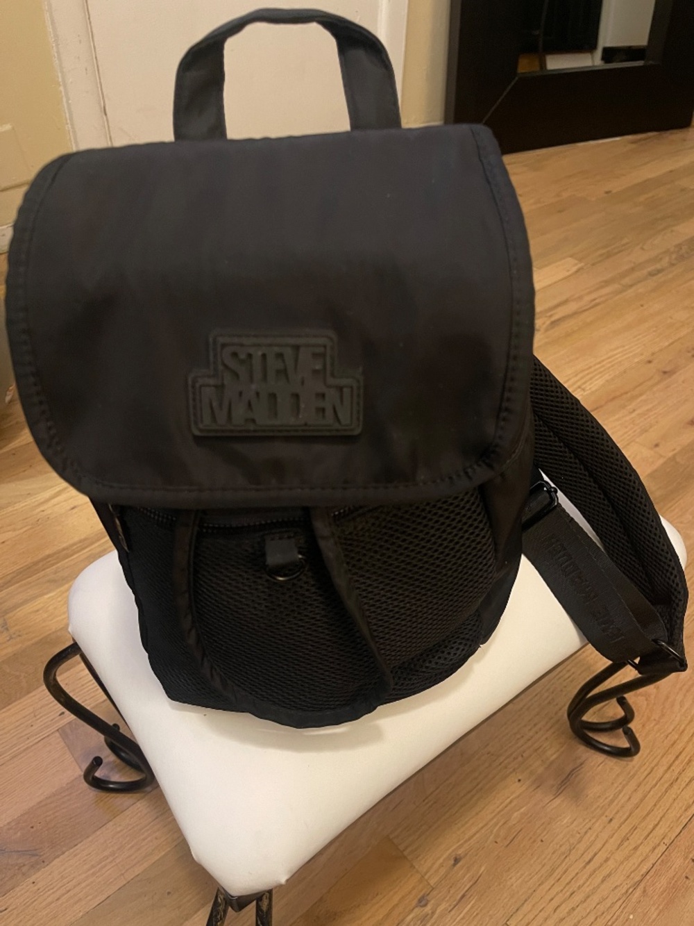 Steve Madden Black Nylon Mini Backpack Sling Bag 10x11